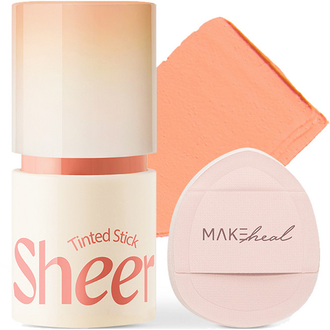 메이크힐 틴티드 쉬어 스틱 6g + 핑거퍼프 세트, 05 쉬어 퍼시몬, 1개