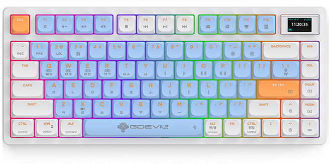 지데빌 블루투스 81키 기계식 게이밍 유무선 텐키리스 키보드, 블루 + 화이트, G712LS PLUTON, 적축