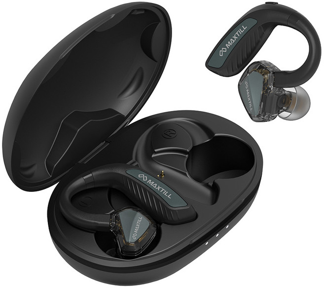 맥스틸 귀걸이형 7.1 서라운드 노이즈캔슬링 무선 블루투스 이어폰 버즈, GM-8D100, 블랙