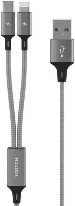 요이치 마운틴 로그 c타입 아이폰 2in1 고속 멀티 충전 케이블 8c, 메탈, 1개