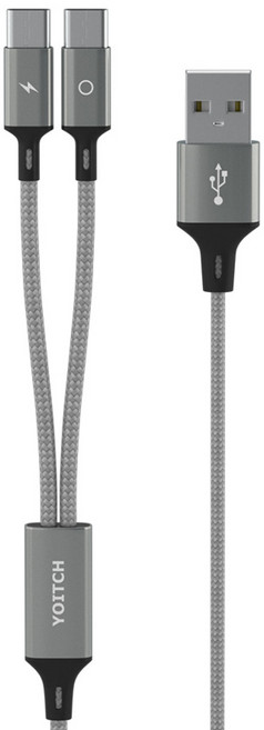 요이치 마운틴 로그 c타입 아이폰 2in1 고속 멀티 충전 케이블 cc, 170cm, 메탈, 1개