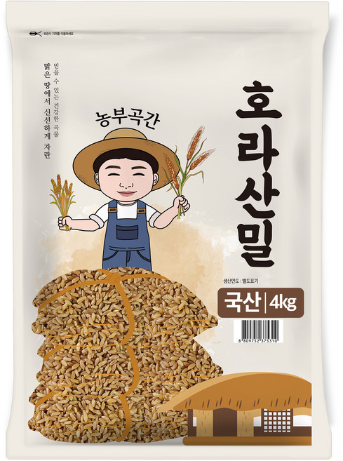 농부곡간 국내산 호라산밀, 4kg, 1개