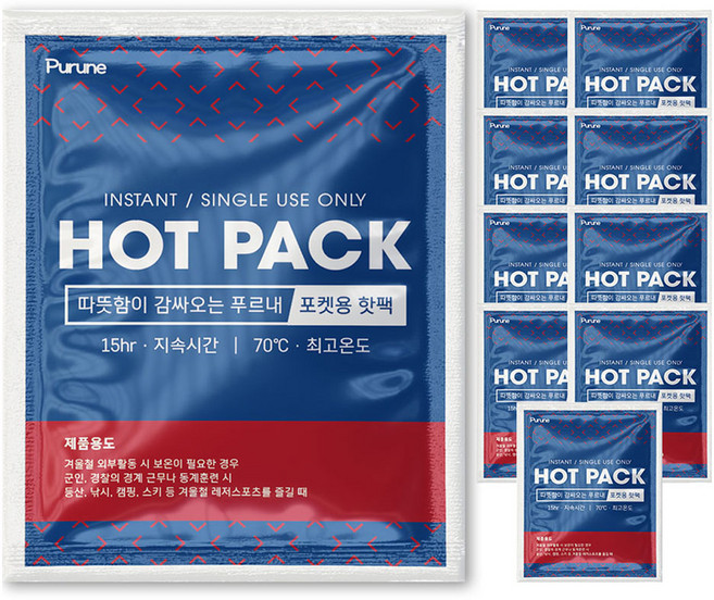 푸르내 프리미엄 핫팩 포켓용 80g, 10개