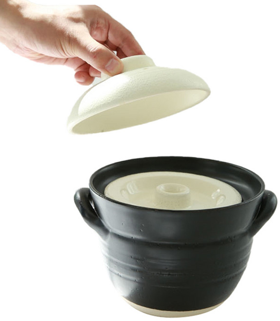 이중 뚜껑 돌솥 뚝배기 화이트, 1개