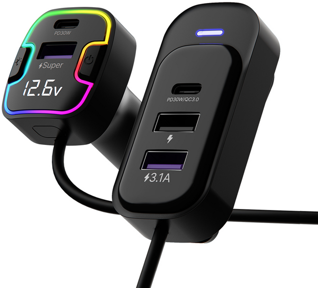 아이엠듀 차량용 디스플레이 5포트 멀티 고속 시거잭 충전기 120W, YQ8, 블랙