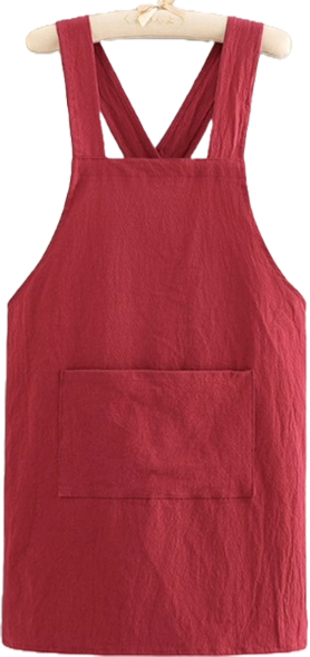 씨오브비 가정용 주방용 통기성 면 앞치마, 레드, 1개