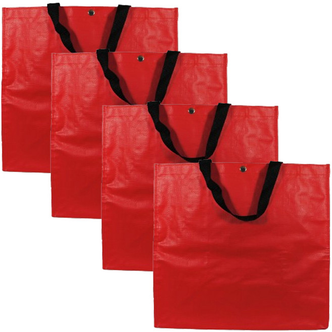 아이작큐브 베이직 타포린 가방 장바구니, 레드(블랙끈), 4개