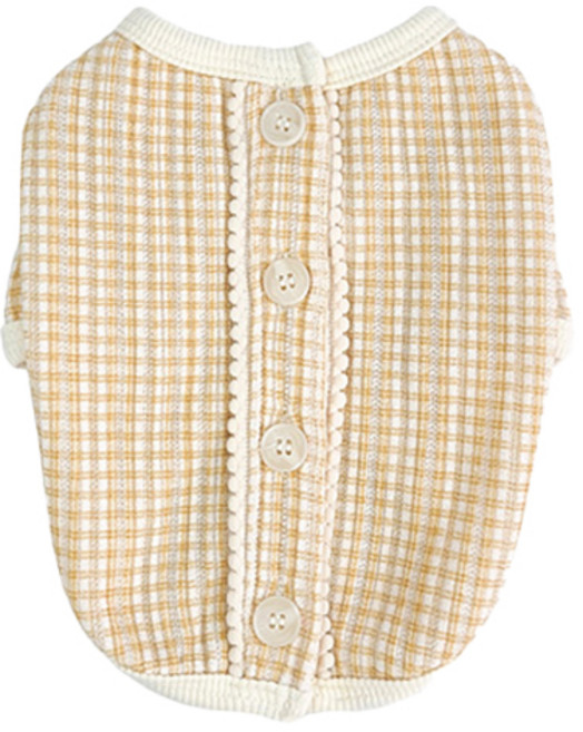 그루밍독 반려동물 영앤리치 체크 가디건 티셔츠, 베이지, 1개