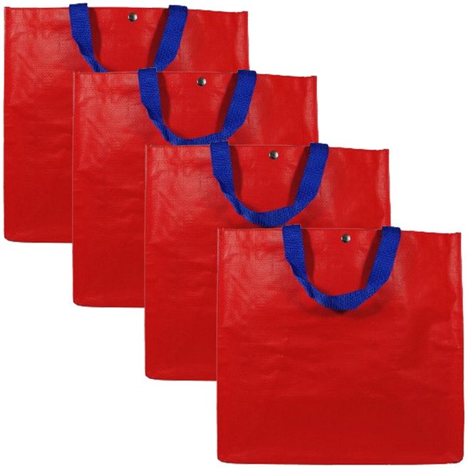 아이작큐브 베이직 타포린 가방 장바구니, 레드(블루끈), 4개