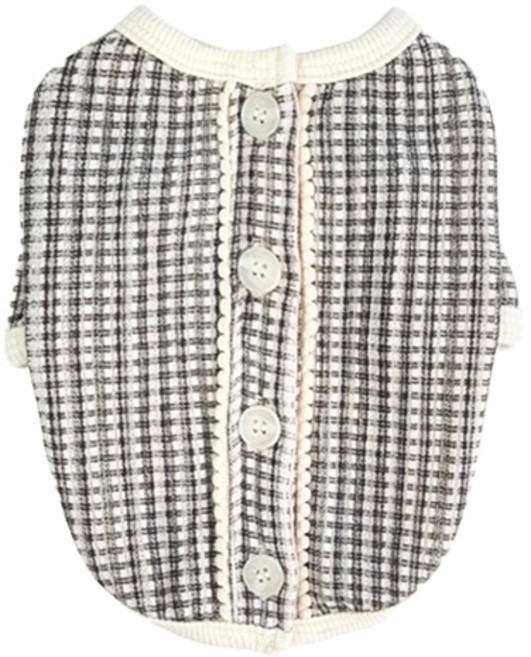 그루밍독 반려동물 영앤리치 체크 가디건 티셔츠, 검정, 1개