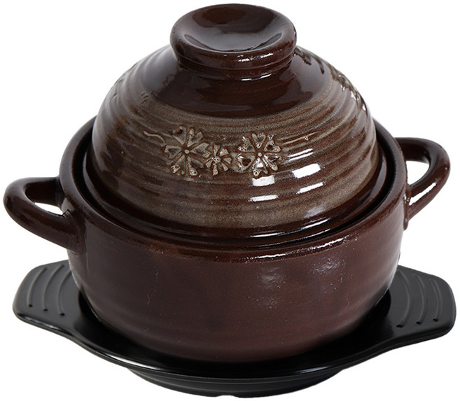 숨쉬는 황토 폭탄 계란찜기 뚝배기 + 받침 세트, 1세트, 13.4cm