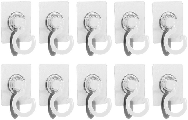 마켓플랜 무타공 회전 천장부착 다용도 후크 걸이, 화이트, 10개