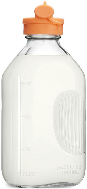 mir 加侖開關多用途刻度玻璃瓶 蜜桃色, 1個, 1900ml