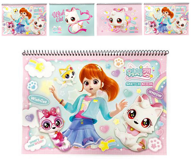 위시캣 스케치북 랜덤발송, 8절, 5개, 15매