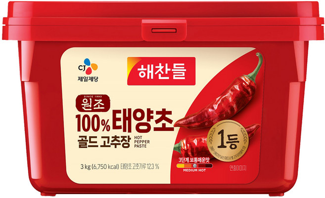 해찬들 태양초 골드 고추장, 3kg, 1개