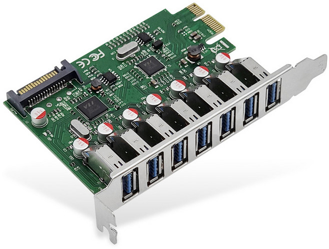 랜스타 PCI-E USB 3.0 7포트 확장 카드 허브 LS-PCIE-EX307, 1개