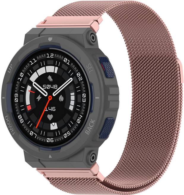 Finest One Amazfit Active Edge 不鏽鋼智慧手錶錶帶, 玫瑰粉, 1個