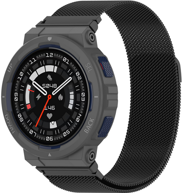 Finest One Amazfit Active Edge 不鏽鋼智慧手錶錶帶, 黑色, 1個