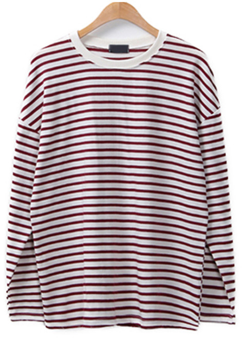 레이먼 남성용 플람 스트라이프 라운드넥 티셔츠