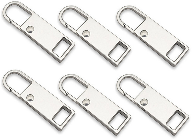 마다꾸미 만능 지퍼 셀프수선 손잡이 고리, 02 실버, 6개