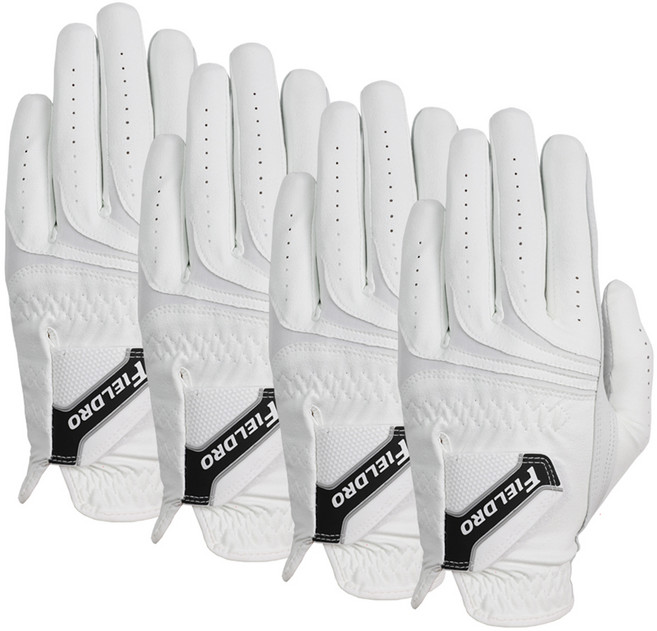 필드로 남성용 반양피 골프장갑 왼손용, 화이트, 4개
