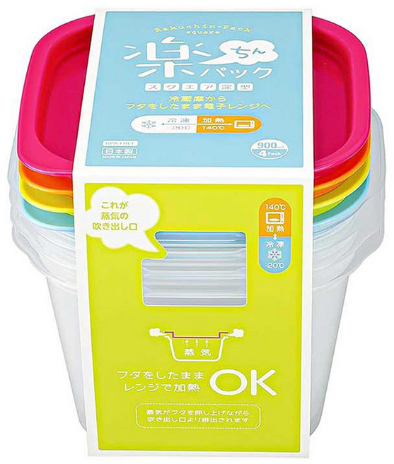 inomata 粉彩保鮮盒組, 1套, 保鮮盒 900ml 4個