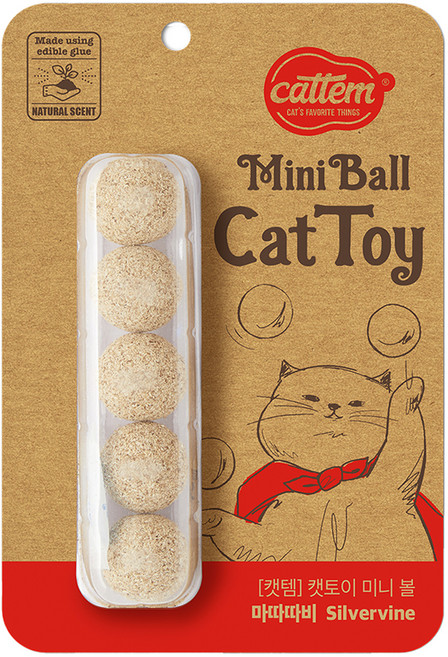 캣템 고양이 미니 볼 장난감 2cm 5p, 1개