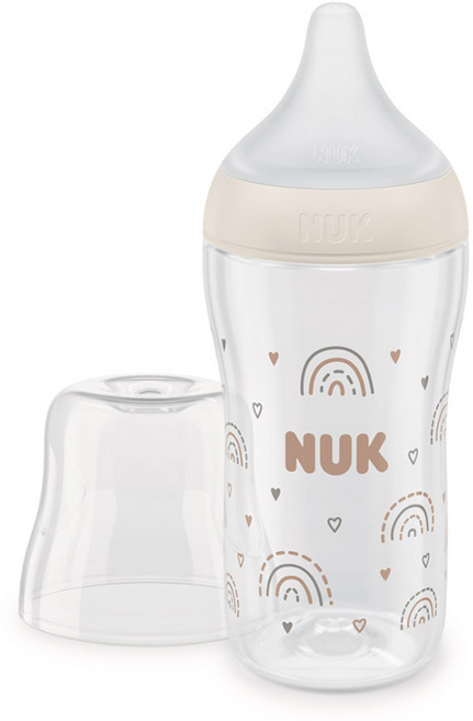 NUK Perfect Match 奶瓶 + M號奶嘴組, 彩虹, 260ml, 1套