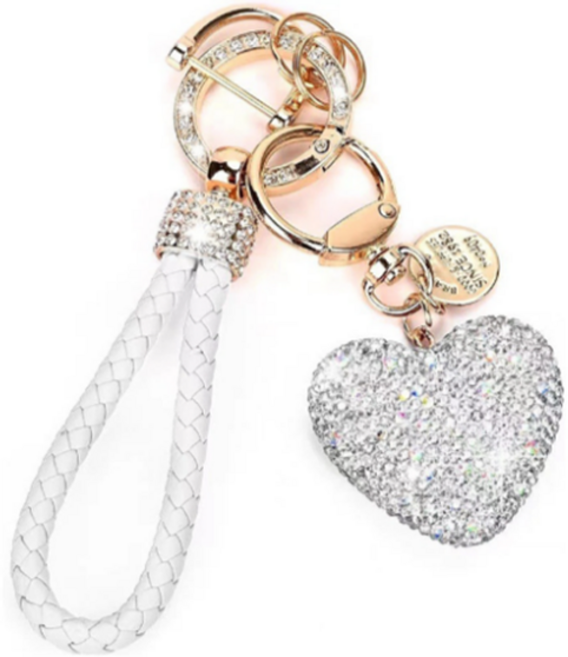스타리움 블링 하트 키링, 화이트, 1개