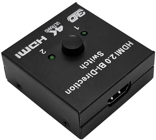 랜스타 HDMI 2.0 2:1 4K 60Hz 지원 무전원 양방향 선택기 블랙, 1개