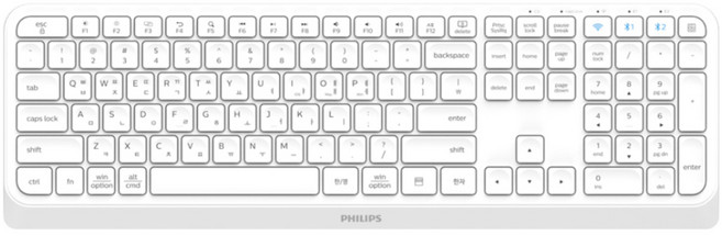 필립스 멀티 페어링 무선 키보드, 화이트, SPK6407, 제조사축