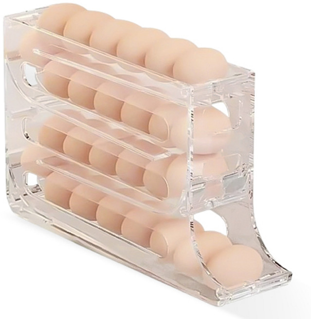 블럭마트 슬라이드 4단 롤링 계란케이스, 투명, 1개