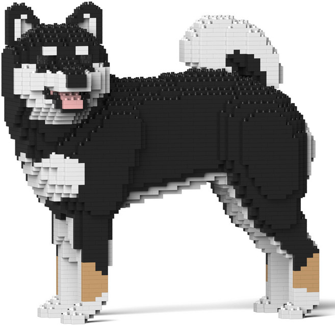 JEKCA 고개 돌린 시바 이누 강아지 블럭 S, 블랙, 1개