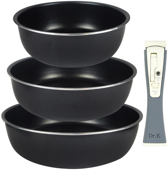 오스벨 착탈식 베이직 소테팬 세트 4개, 블랙, 소테팬 3종 + 매직핸들, 1세트