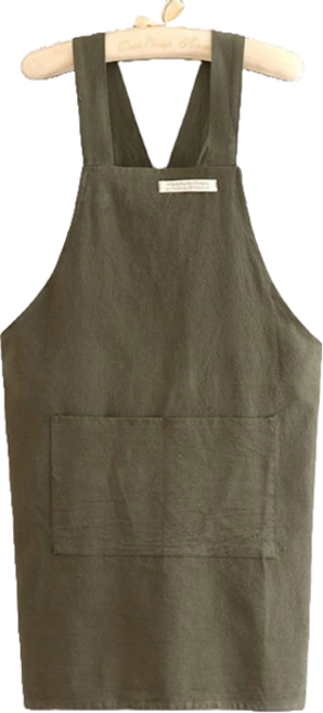 씨오브비 통기성 좋은 면 린넨 앞치마, 다크그린, 1개