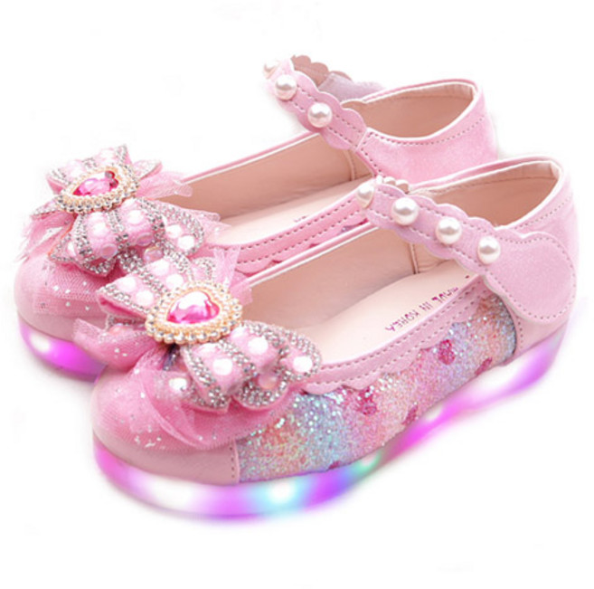 풋풋 여아용 러블리펄 LED 불빛 구두