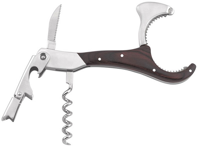 레그노아트 4 in 1 프로페셔널 샴페인 와인오프너 우드 WF-6, 혼합색상, 1개