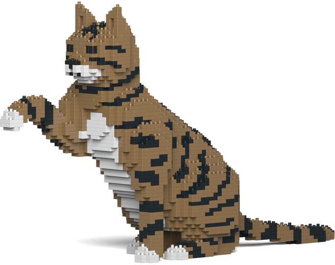 손내미는 고등어 태비 고양이 블럭, 브라운, 1개