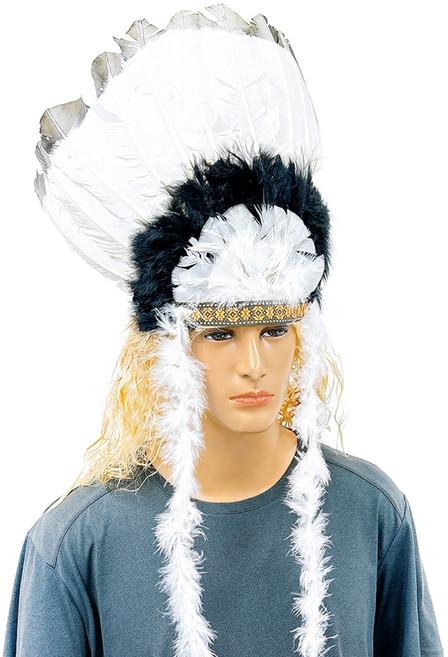 파티공구 인디언추장모자, 1개, 화이트블랙