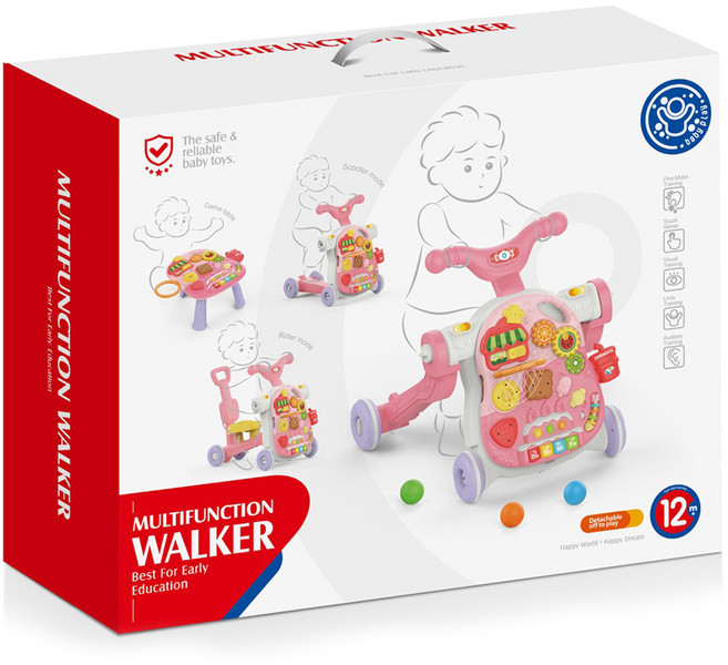 하늘썬별 4 in 1 과일 붕붕카 러닝테이블 푸쉬카 걸음마보조기, 핑크, 1개