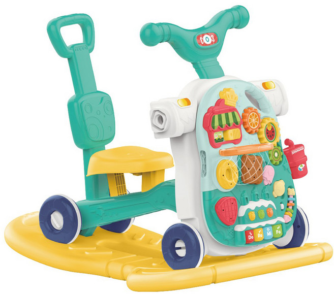 하늘썬별 5 in 1 과일 붕붕카 러닝테이블 푸쉬카 흔들말 걸음마 보조기, 그린, 1개