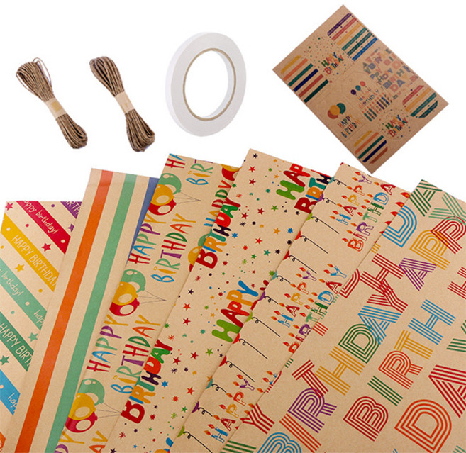 에이비엠코리아 크라프트 포장지 6p 세트, 생일선물, 1세트