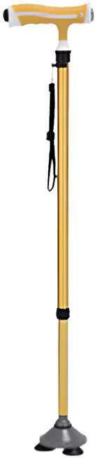 디페이브 클래식 노인 어르신 3발 논슬립 핸들 조명 지팡이 골드, 1개