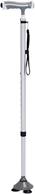 디페이브 클래식 노인 어르신 3발 논슬립 핸들 조명 지팡이 실버, 1개
