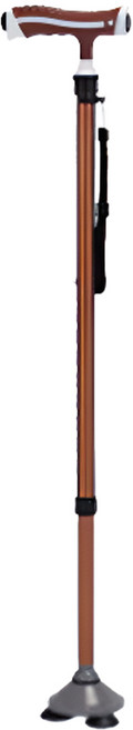디페이브 클래식 노인 어르신 3발 논슬립 핸들 조명 지팡이 브라운, 1개