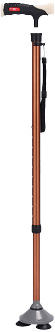 디페이브 클래식 노인 어르신 3발 논슬립 핸들 지팡이 브라운, 1개
