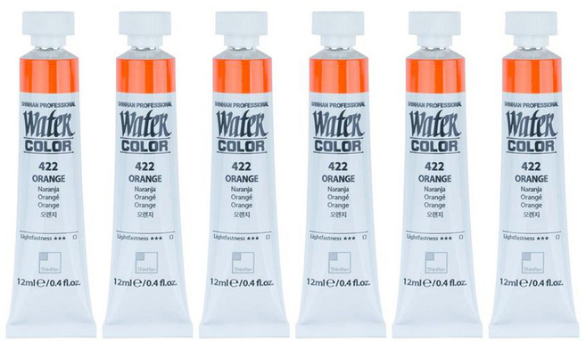 신한화구 전문가 수채화 Tube 422 오렌지 6p, 12ml, 1색