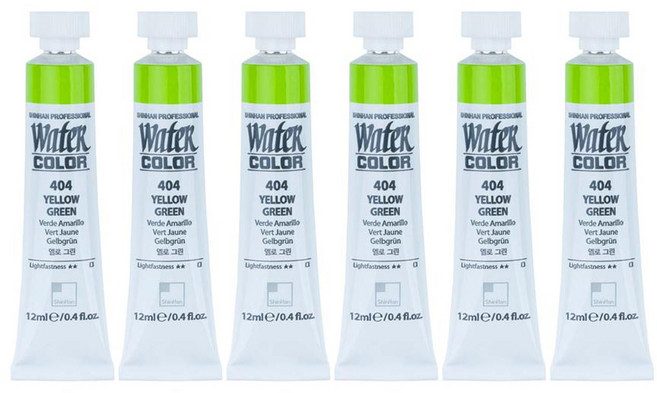신한화구 전문가 수채화 Tube 404 옐로 그린 6p, 12ml, 1색