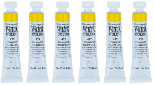 신한화구 전문가 수채화 Tube 427 퍼머넌트 옐로 라이트 6p, 12ml, 1색