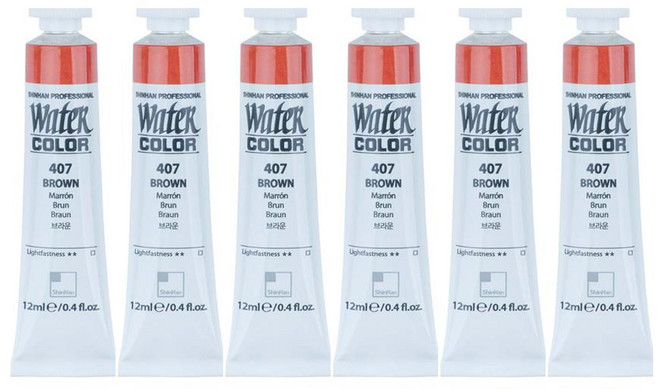 신한화구 전문가 수채화 Tube 407 브라운 6p, 12ml, 1색